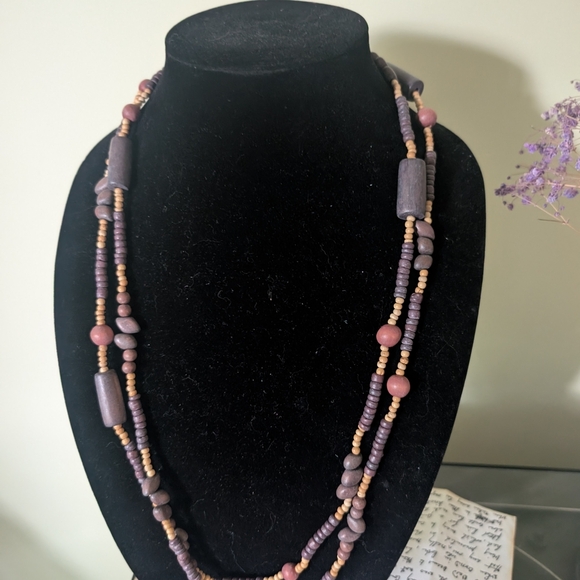 Purple and Pink Beaded Necklace - Picture 2 of 7